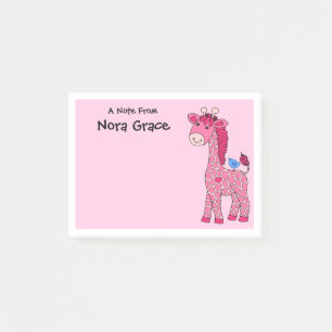 Post-it® NOTES POST-IT 3"x4" NOM PERSONNALISÉ GIRAFFE ROSE