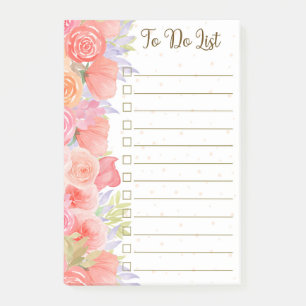 Post-it® Notes post-it de la liste des fleurs d'aquarelle à