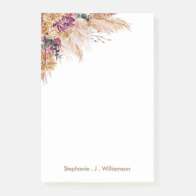 Post-it® Notes post-it de l'aquarelle moderne Boho Pampas (Devant)