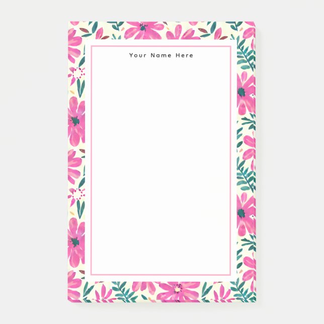 Post-it® Notes post-it de motif floral rose (Devant)