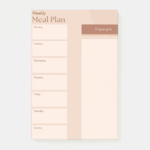 Notes post-it du plan de repas