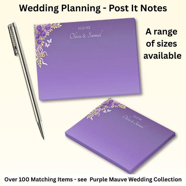 Post-it® Notes post-it Fleurs mauves violettes et Mariage b (Créateur téléchargé)