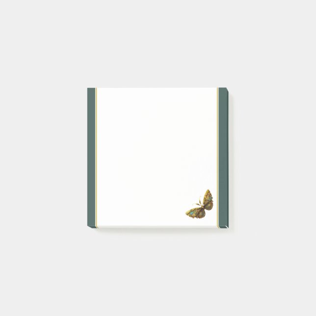 Post-it® Notes post-it Ornate Gold & Turquoise Butterfly 3" (Devant)