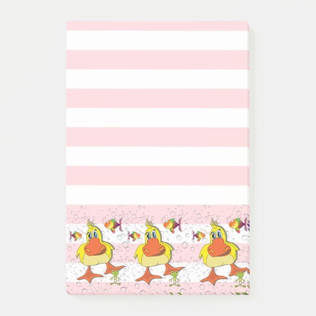 Post-it® Notes post-it Poisson de canard rose et blanc (Devant)