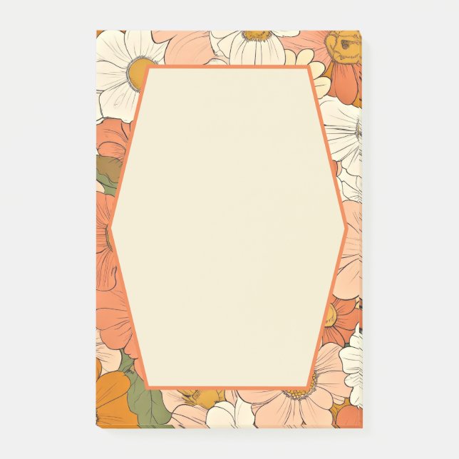 Post-it® Notes post-it rétro Orange Groove Floral 4x6 (Devant)