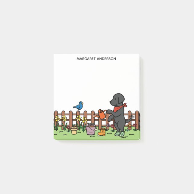 Post-it® Notes postales personnalisées de Black Labrador Ga (Devant)