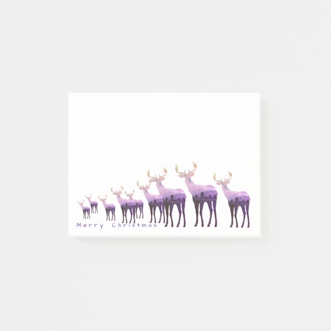Post-it-Notes-Purple Tones Deer Merry Christmas Post-it Notes (Front)