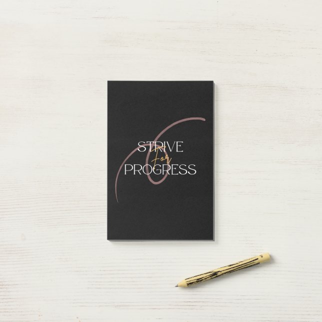 Post-It Notes Strive For Progress (On Desk)