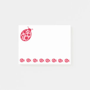 Post-it® Notes sur le billet de Ladybugs Rouge rose