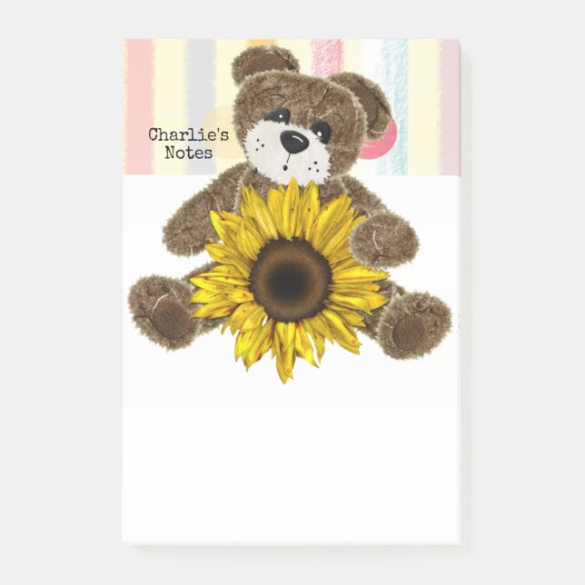 Post-it® Notes Teddy Bear Sunflower  (Devant)