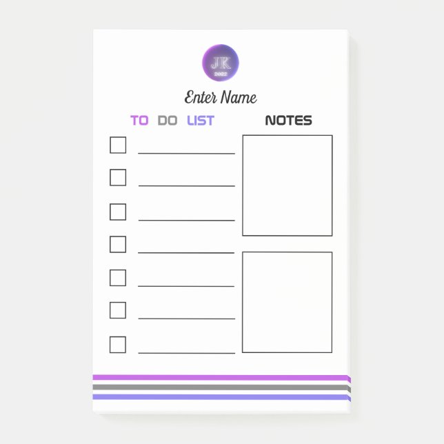 Post-it Notes To Do List Notes Section JK Logo (Front)