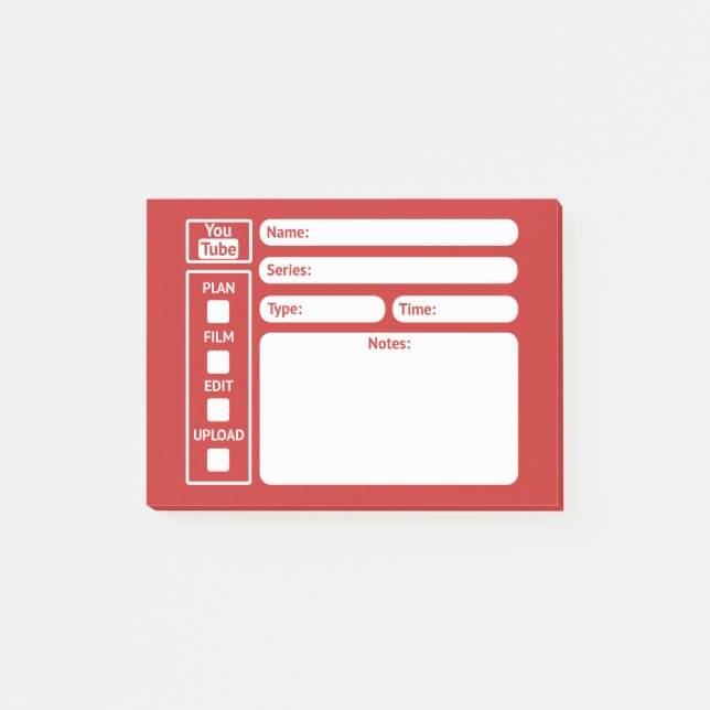 Post-it® Notes visuelles de planificateur de Youtube (Devant)