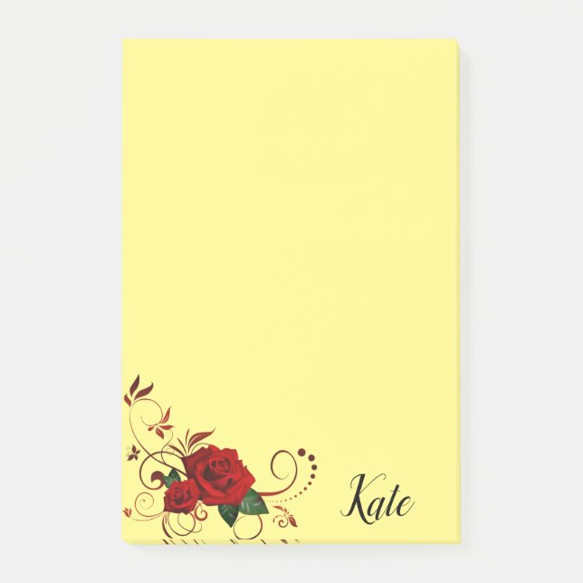 Post-it Notes Yellow Red Rose (Front)