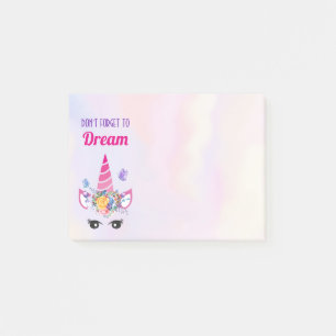 Post-it® N'oubliez pas de rêver Licorne Rose Mignonne