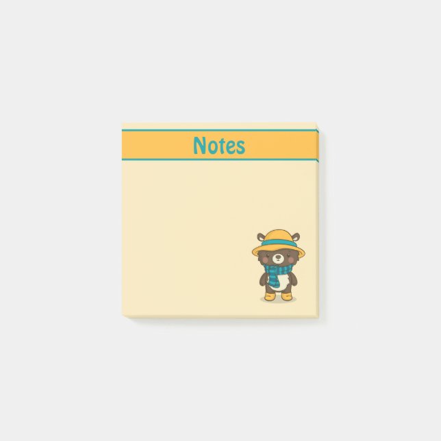 Post-it® Nounours d'ours mignon en chapeau (Devant)