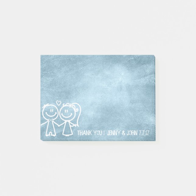 Post-it® Nouveau Mariage Favor Merci Chalkboard Blue Pastel (Devant)