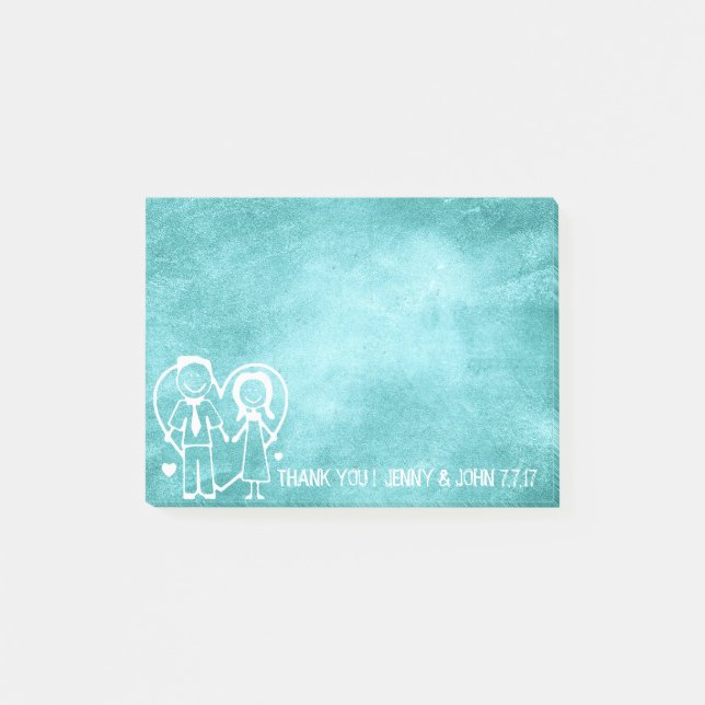 Post-it® Nouveau Mariage Favor Merci Chalkboard Mint Green (Devant)
