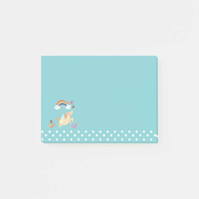 Post-it® Nuages et fleurs arc-en-ciel Unicorne (Devant)