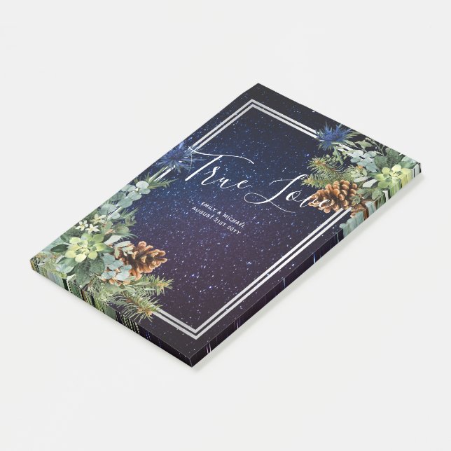 Post-it® Nuit étoilée Eucalyptus bleu chardon hiverMariage (Incliné)