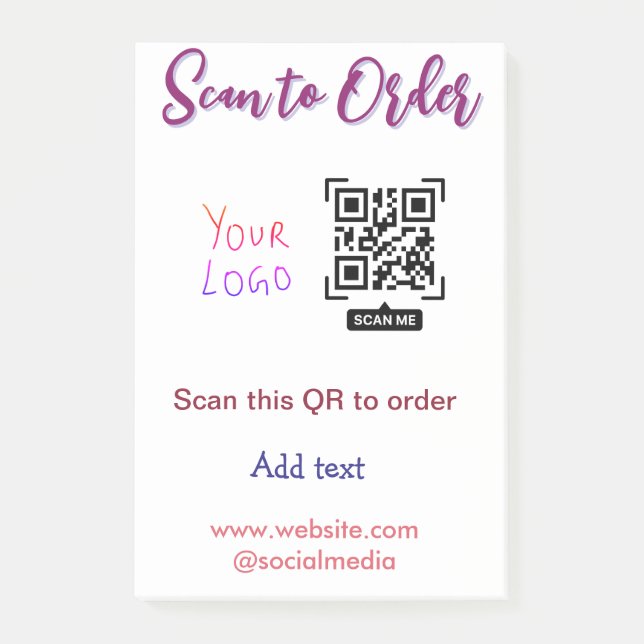 Post-it® numériser pour commander votre code Qr email site  (Devant)