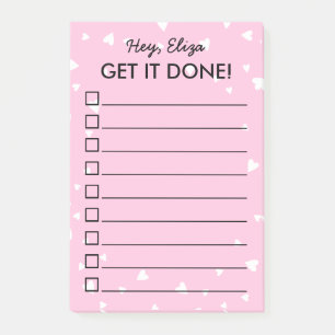 Post-it® Obtenir la liste Terminé Coeurs Rose pour faire N