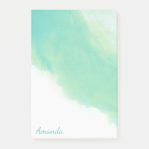 Post-it® Océan Aqua Blue Aquarelle Abstraite avec Monogramm