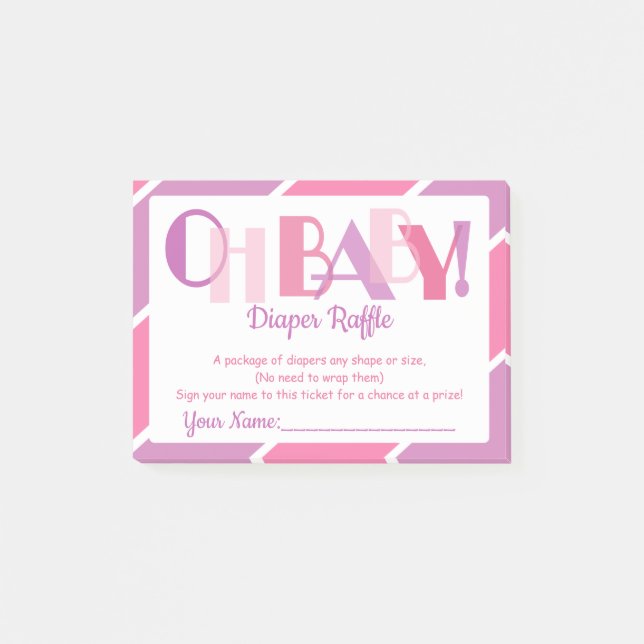 Post-it® Oh Baby Boy Rose Typographie moderne Dessin Raffle (Devant)