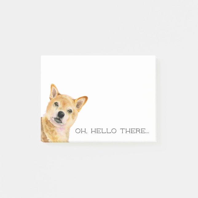 Post-it® Oh bonjour là peinture d'aquarelle de | Shiba Inu (Devant)