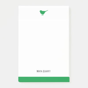 Post-it® Oiseau blanc et vert brillant avec bordure, nom