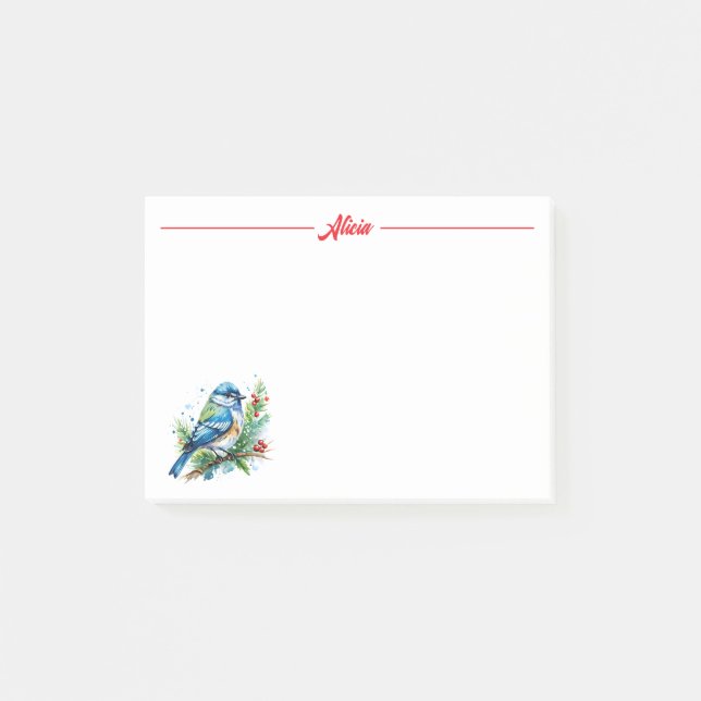 Post-it® Oiseau bleu à Noël (Devant)