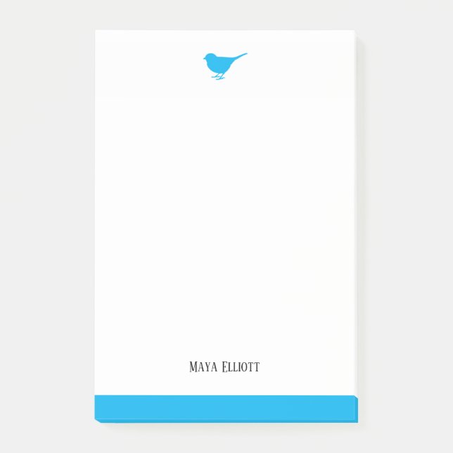Post-it® Oiseau bleu ciel blanc et lumineux avec bordure, n (Devant)