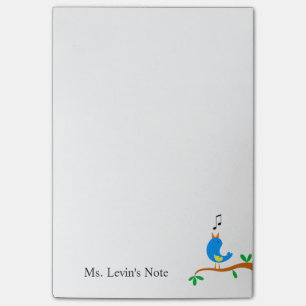 Post-it® Oiseau bleu de chant mignon sur le thème de