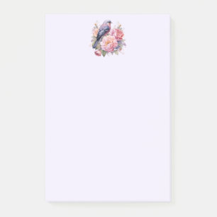 Post-it® Oiseau chanteur debout sur des pivoines roses