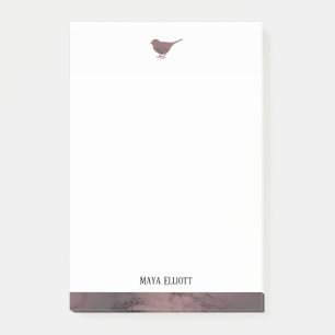 Post-it® Oiseau en marbre blanc et Rose en or avec bordure,