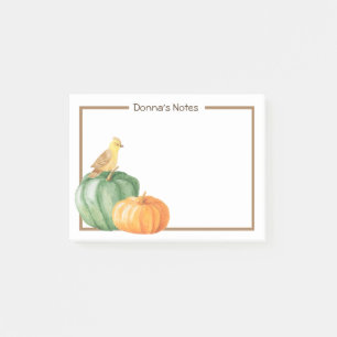 Post-it® Oiseau Jaune Doré Avec Citrouilles