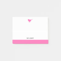 Oiseau Rose Clair & Bordure sur Fond Blanc avec No
