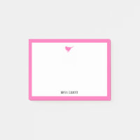 Oiseau rose vif et frontière avec blanc et nom