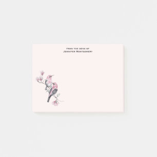 Post-it® Oiseaux roses et noirs sur une branche d'arbre
