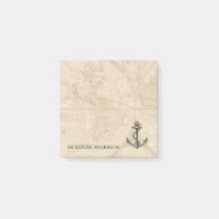 Old World Map Ancre nautique Ajouter le nom 3x3