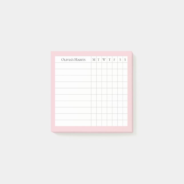 Post-it® Olivia Personalized Habit Tracker in Blush (Devant)