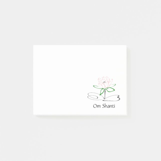 Post-it® Om Shanti Pink Green Lotus Post-its (Devant)