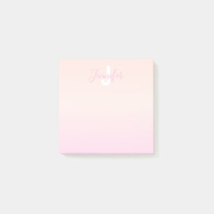 Post-it® Ombre de couleur rose pâle et rose pâle Nom et mon