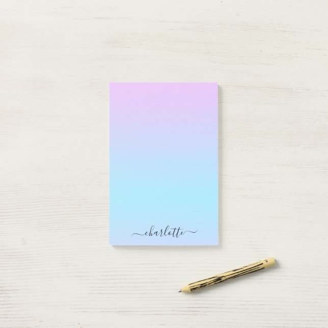 Post-it® Ombré rose et turquoise (Sur un bureau)