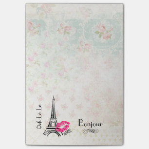 Post-it® Ooh La La Paris Tour Eiffel sur Motif Vintage