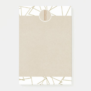 Post-it® Or Blanc Géométrique Moderne Kraft Monogramme Rust
