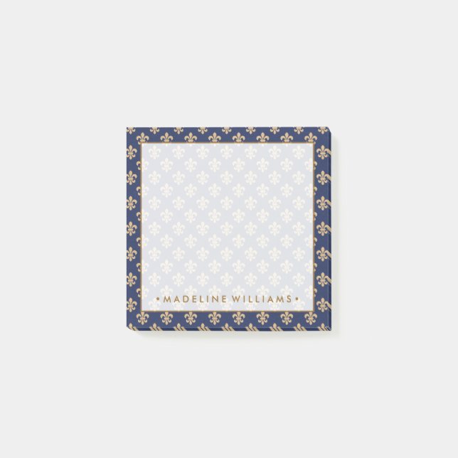 Post-it® Or & Marine Blue Fleur-De-Lis (Devant)