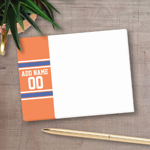 Post-it® Orange Blue Sports Jersey avec nom et numéro