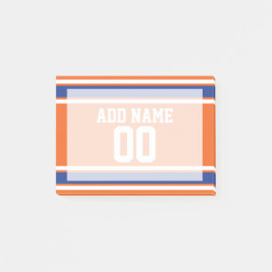 Post-it® Orange Blue Sports Jersey avec nom et numéro