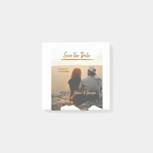 Post-it® orange boho enregistrer la date moderne photo nom 