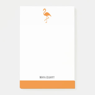 Post-it® Orange brillant sur Flamant rose blanc et bordure 